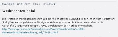 Meldung auf Achgut.com vom 05.11.2009